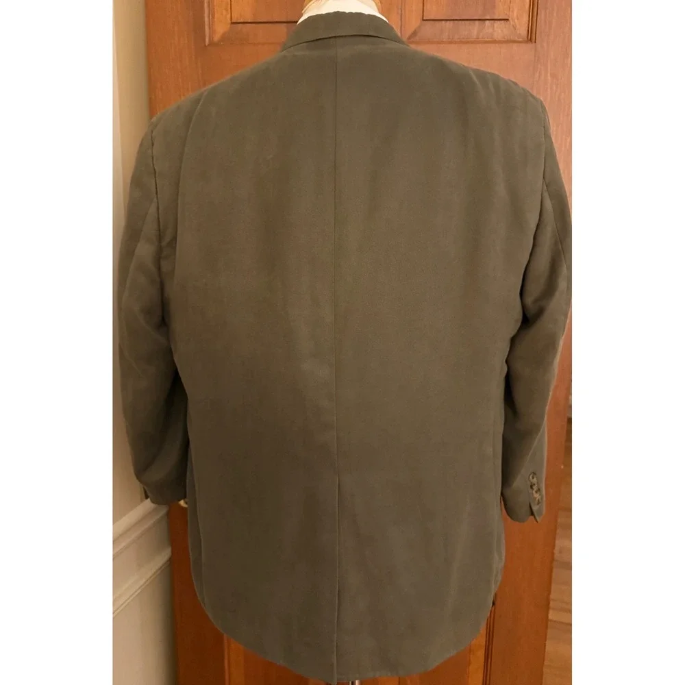 Chaps Ralph Lauren Blazer Mens 46R Green Microsuede Two-Button Sport Coat Jacket